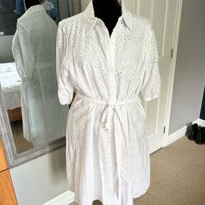 Elegant White Eyelet Dress